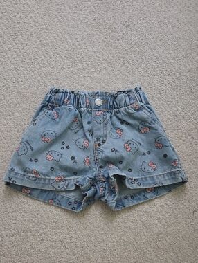 H&M Hello Kitty Light Blue Denim-Print Girls' Shorts